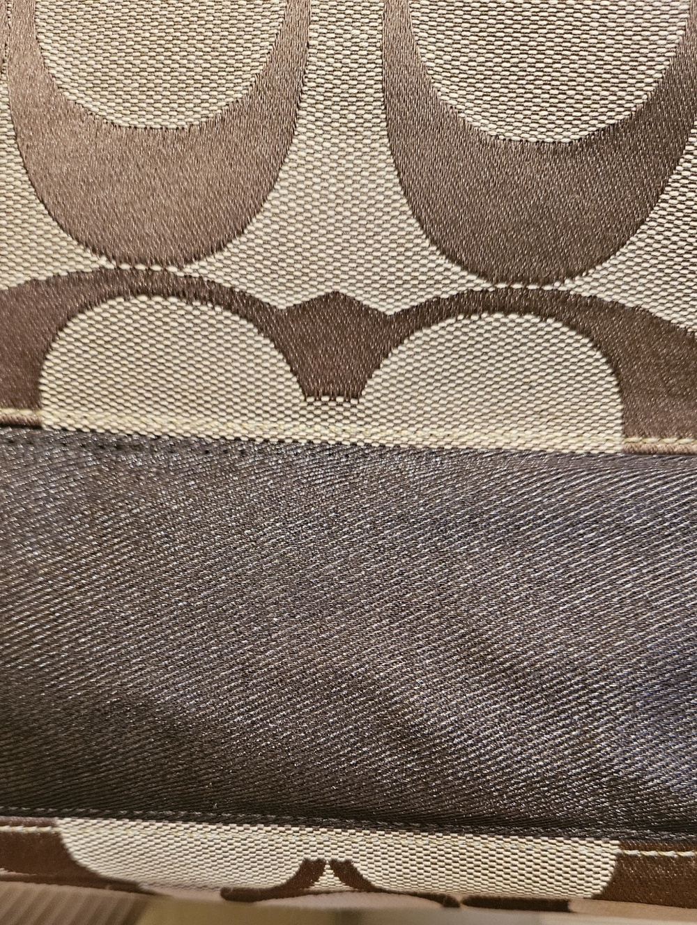 Coach Signature Jacquard Tote 10627 Brown Leather Trim Y2K Classic Signature C - Picture 9 of 11